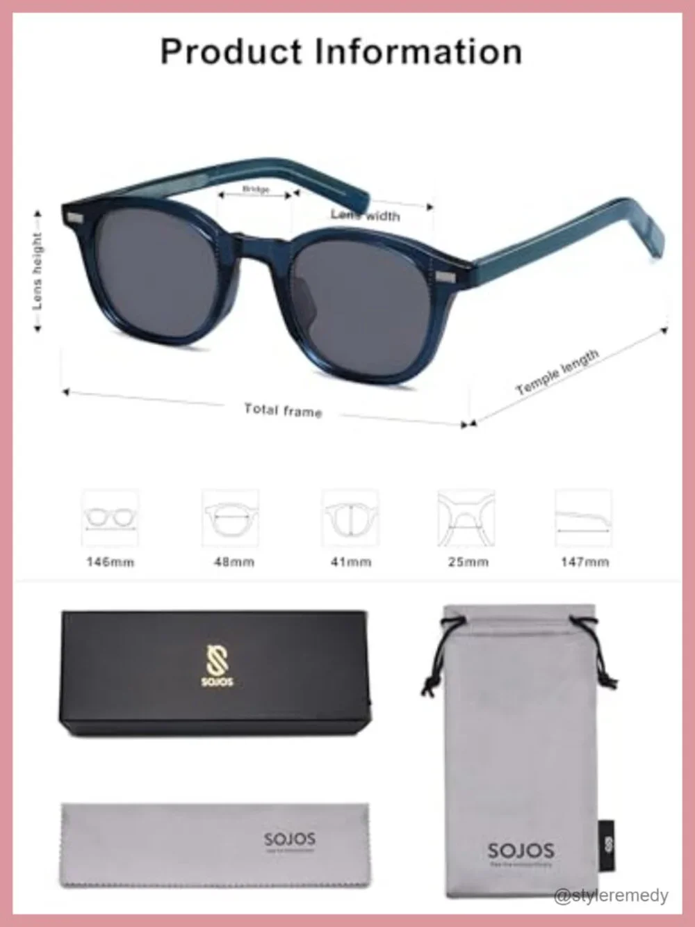 Retro Square Sunglasses UV400 Protection Propionate Frame